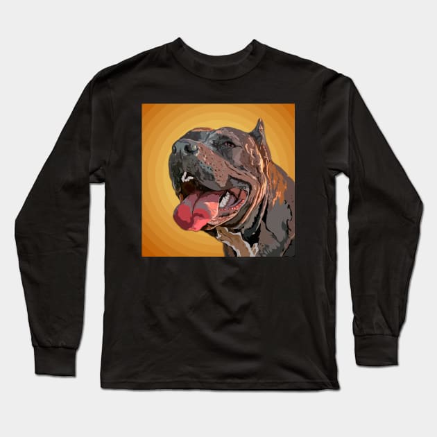 Pit bull smile Long Sleeve T-Shirt by DmitryPayvinart